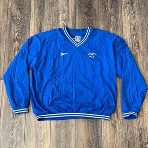 Vintage Reebok Blue Pullover V-Neck Windbreaker Mens XL